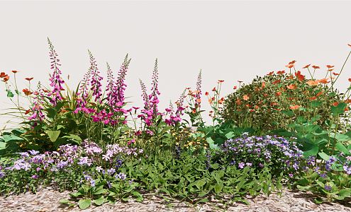 Modern plant flower bushes flower beds flower boxes safflower roadside green digitalis landscape plants 3d model