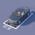 Dark Gray Opel Sedan Parked In Designated Area With Opel Text On Ground