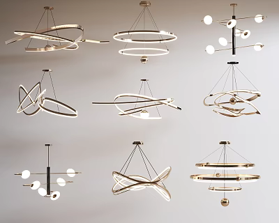 Elegant Stylish Modern Pendant Lights with Various Circular Intertwined and Multi Layered Designs 3d model