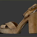 Stylish Golden High Heel Sandals with Crisscross Straps Block Heel and Platform Sole Design