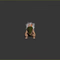Game Movie Character With Pink Body Green Back And Flaming Top Standing On Textured Ground