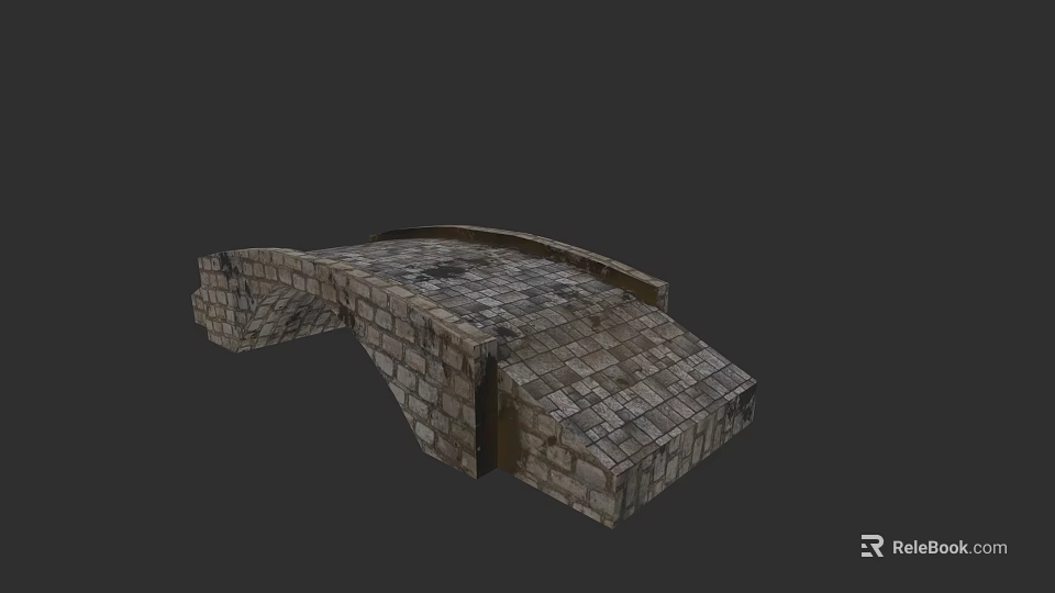 Garden Landscape Featuring Stone Arch Bridge With Brick Construction And Curved Design 3d model 
