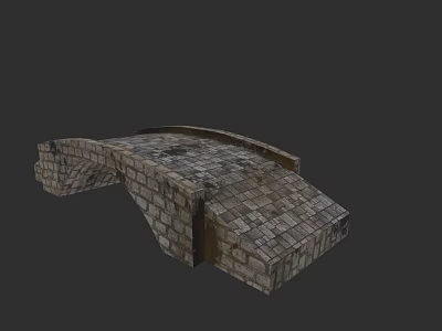 Garden Landscape Featuring Stone Arch Bridge With Brick Construction And Curved Design 3d model