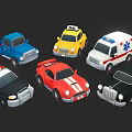 Collection of Various Toy Car Models Including Police Ambulance Taxi and Sports Car