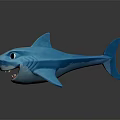 Cute Blue Shark Toy With Friendly Face And Shiny Smooth Surface
