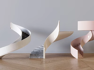 Suspension Stairs Arc Stairs Rotating Stairs Railings Stairs 3d model