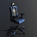 Ergonomic Black And Blue Gaming Chairs With Adjustable Backrest And Wheels