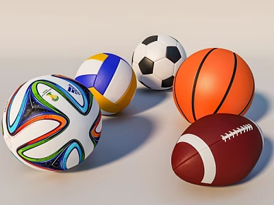Various Sports Equipment Balls With Soccer Volleyball Basketball Football And Colorful Design 3d model
