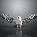 Eagle With Spread Wings Made Of Metal Shards On Reflective Gray Background