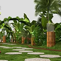 Tropical Rainforest Themed Floral Installation With Archway Green Plants And Hanging Foliage