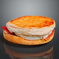 Toasted English Muffin Sandwich With Meat Cheese And Fresh Tomato Slices