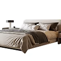 Modern Double Bed With Upholstered Headboard Soft Bedding Pillows And Bedside Tables 3d model
