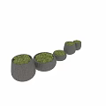 Natural Wooden Garden Decor Planters With Green Moss Foliage Various Sizes For Outdoor Landscaping