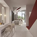Beauty Hair Salon Modern Interior Design With Reception Desk Sofa Decorative Wall And Pendant Lights