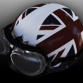 Stylish Union Jack Design Helmet With Attached Clear Goggles And Black Strap