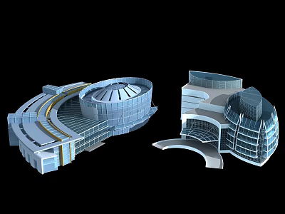 Public construction of modern office building 3d model