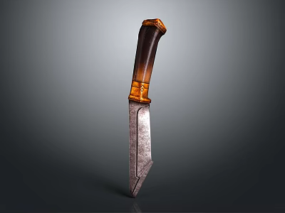 Vintage Handcrafted Knife With Wooden Handle And Textured Metal Blade 3d model