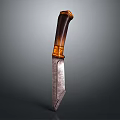 Vintage Handcrafted Knife With Wooden Handle And Textured Metal Blade