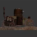 Rusty Military Vehicle 3D Model Featuring Metal Turret Tracks And Rocky Base