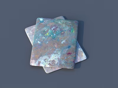 Colorful Garden Landscape Paving With Textured Slate Tiles In Blue Green Purple Hues 3d model