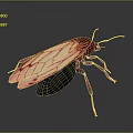 Red Insect With Glowing Wings And Green Striped Body Artistic Model