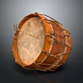 Traditional Handcrafted Wooden Drum With Leather Drumhead And Rope Bindings