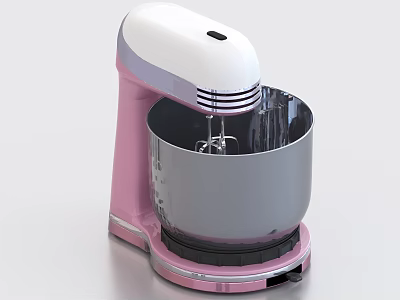 Pink And White Stand Mixer With Stainless Steel Mixing Bowl Kitchen Appliance 3d model