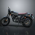 Classic Black Motorcycle With Red Leather Seat And Vintage Body Design Details