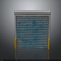 Blue Roll Up Door Hardware Tools With Yellow Support Posts And Metal Structure Components