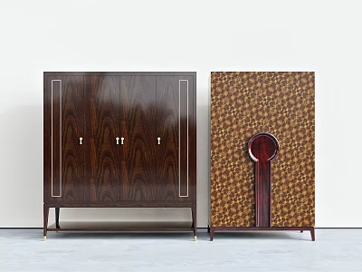 Modern Dark Brown Wooden Wardrobe Design With Decorative Lines And Textured Pattern Cabinet 3d model