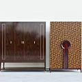 Modern Dark Brown Wooden Wardrobe Design With Decorative Lines And Textured Pattern Cabinet