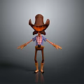 Cartoon Cowboy Character With Brown Hat Plaid Shirt And Outstretched Arms