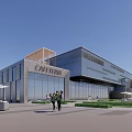 Malibu Gallery CAITHERA Modern Building With Glass Facade Wooden Roof And Outdoor Area