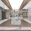 Modern Home Furnishing Store Interior With Marble Counter Door Panel Displays And Brand Signage