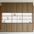 Modern Luxury Wooden Sideboard with Glass Shelves Wine Bottles and Decorative Items