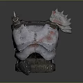 Worn Battle Inspired Armored Vest With Spikes And Red Stains Detail