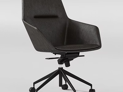 Modern Table And Chair Set With Leather Upholstered Chair And Black Metal Swivel Base 3d model