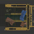 Industrial Equipment Module With Yellow Frame Piping System Crane Orange Tanks And Metal Panels