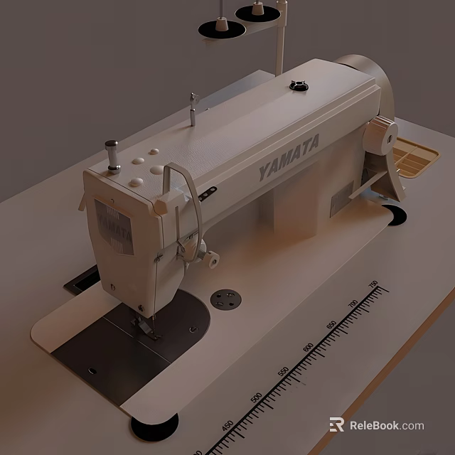 YAMATA Professional Sewing Machine Workspace On Table With Measurement Scale 3d model 