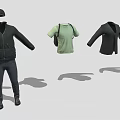 Fashionable Men's Clothing Collection With Black Hoodie Green T Shirt Cardigan And Cap