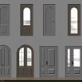 Various Design Hinged Doors In White Beige Arched Rectangular With Glass Panels For Interior 3d model