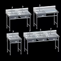 Stainless Steel Hand Wash Basin With Stand Legs And Multiple Sinks Modern Design