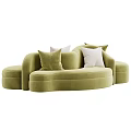 Modern Abstract Shaped Sofa With White And Gray Upholstery And Colorful Pillows