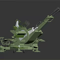 Green Military Vehicle Featuring Heavy Duty Cannon And Mounting Structure