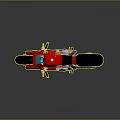 Red Shiny Motorcycle With Sporty Modern Design And Golden Wheel Accents