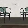 Green Velvet Leisure Chairs With Black Metal Frame And THONET Design Shadow Pattern
