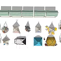 Various Tents with Hanging and Geometric Designs for Outdoor Camping Use