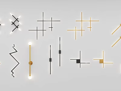 Modern Minimalist Wall Lamps With Geometric Cross Linear Design In Gold Black 3d model