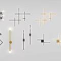 Modern Minimalist Wall Lamps With Geometric Cross Linear Design In Gold Black