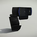 Projection Monitoring Black Security Camera With Stand Perforated Design And Blue Trim